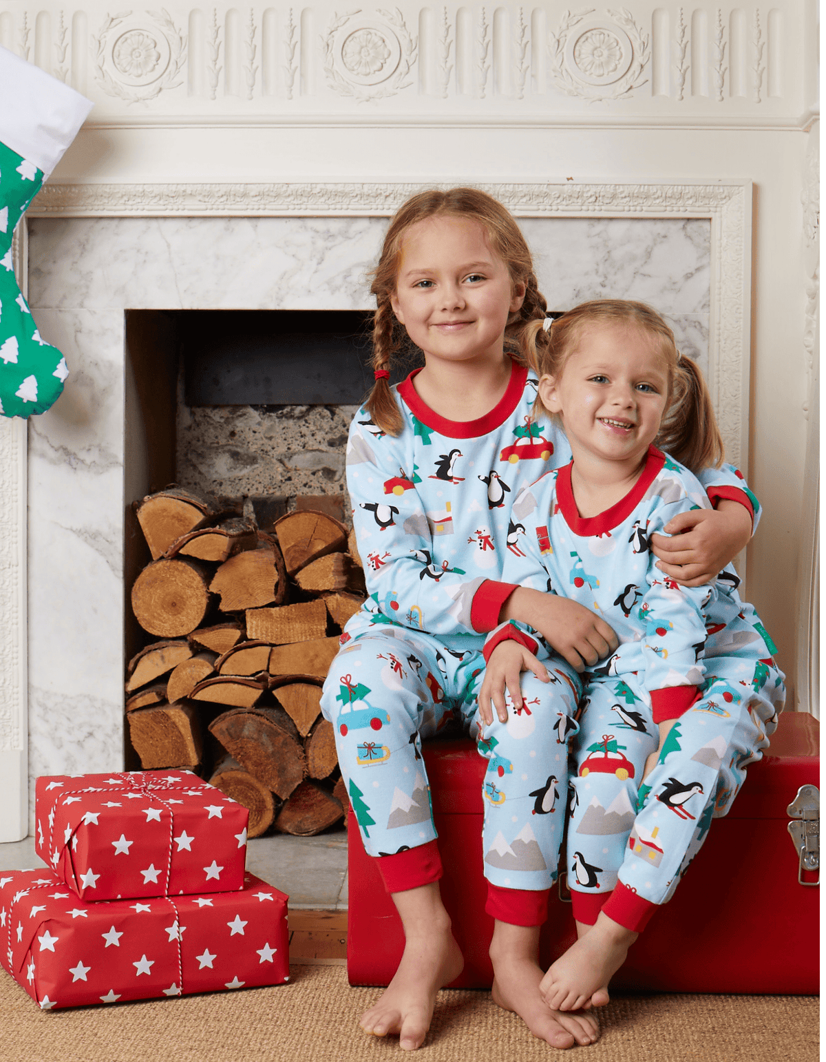 Organic Penguin's Christmas Print Adult Pyjamas - Toby Tiger UK