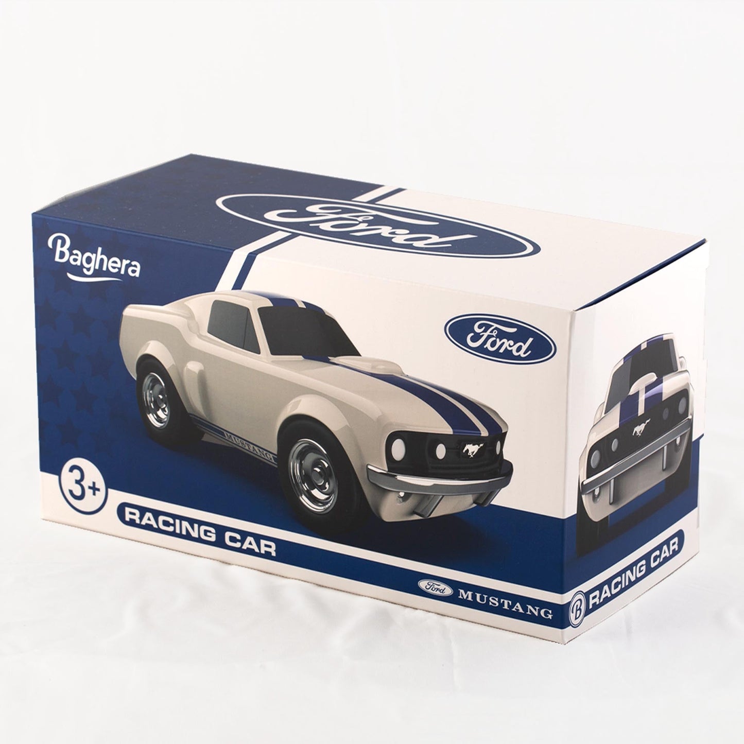 Ford Mustang Racing Car Ivory White Toy Car - Toby Tiger