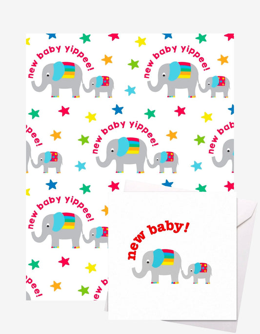 Baby Elly Gift Wrap + Personalised Card (New Baby) Bundle - Toby Tiger UK Retail