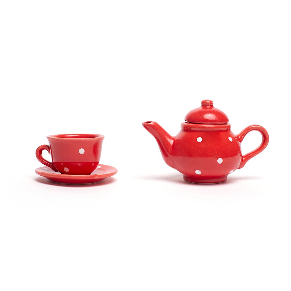 Red Polka Dot Porcelain Toy Tea Set - Toby Tiger