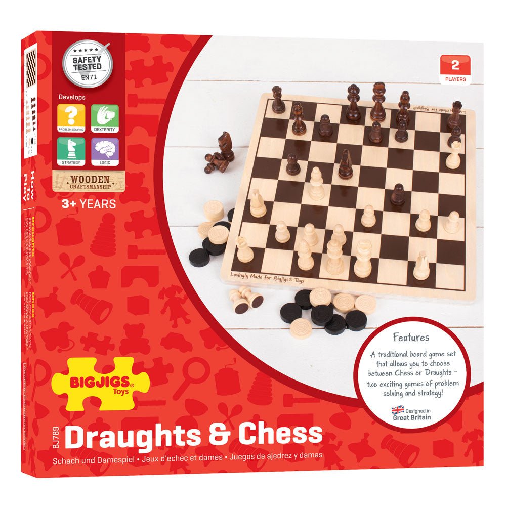 Draughts and Chess Set - FSC® Certified Wood - Toby Tiger