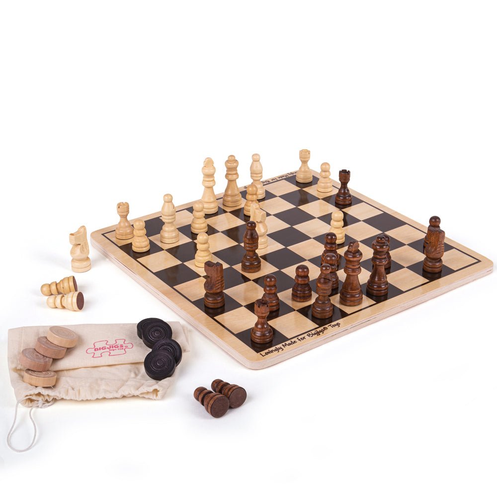 Draughts and Chess Set - FSC® Certified Wood - Toby Tiger