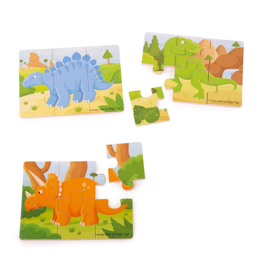 Dinosaur (6 Piece Puzzles) - 3 Puzzles - Toby Tiger