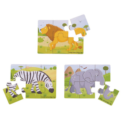 Safari (6 Piece Puzzles) - 3 Puzzles - Toby Tiger
