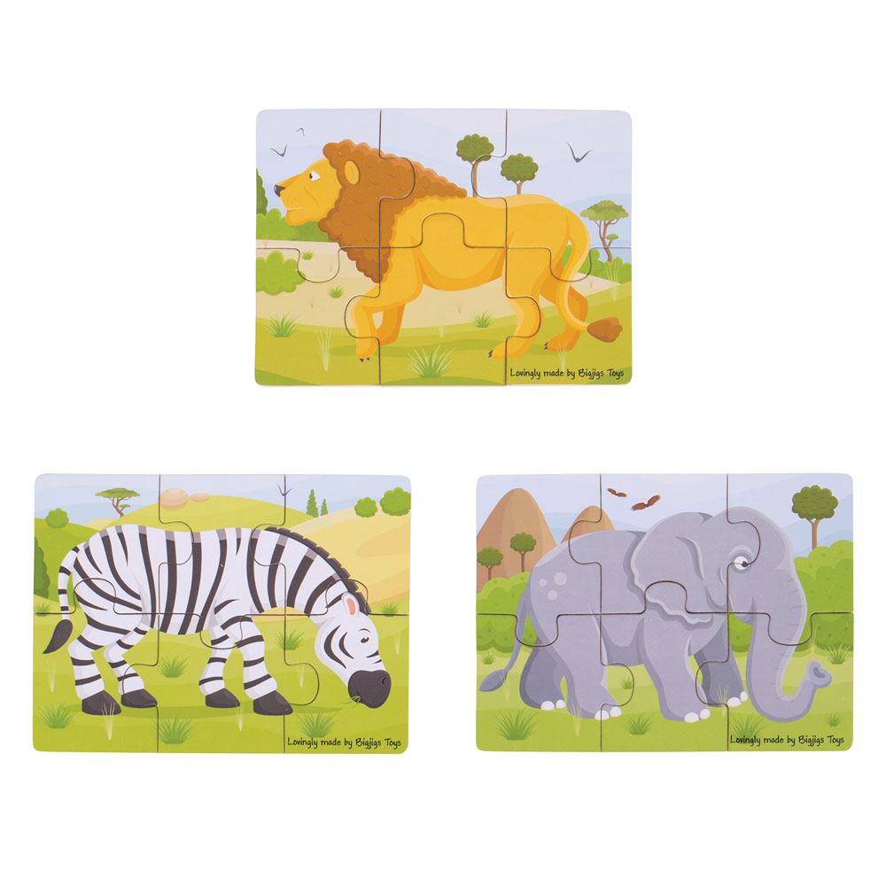 Safari (6 Piece Puzzles) - 3 Puzzles - Toby Tiger
