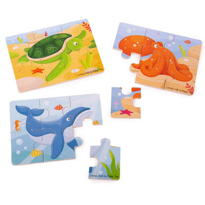 Sealife (6 Piece Puzzles) - 3 Puzzles - Toby Tiger