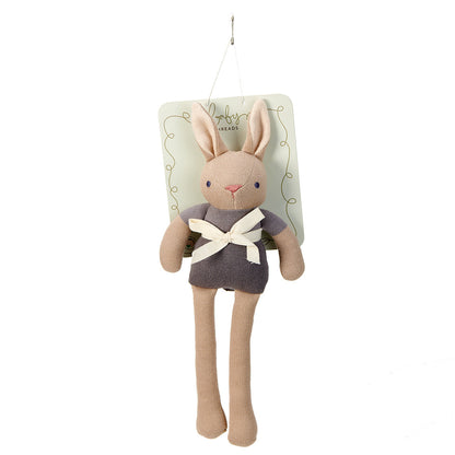 Doudou, hochet et poupée en coton bio coloris taupe + coffret cadeau