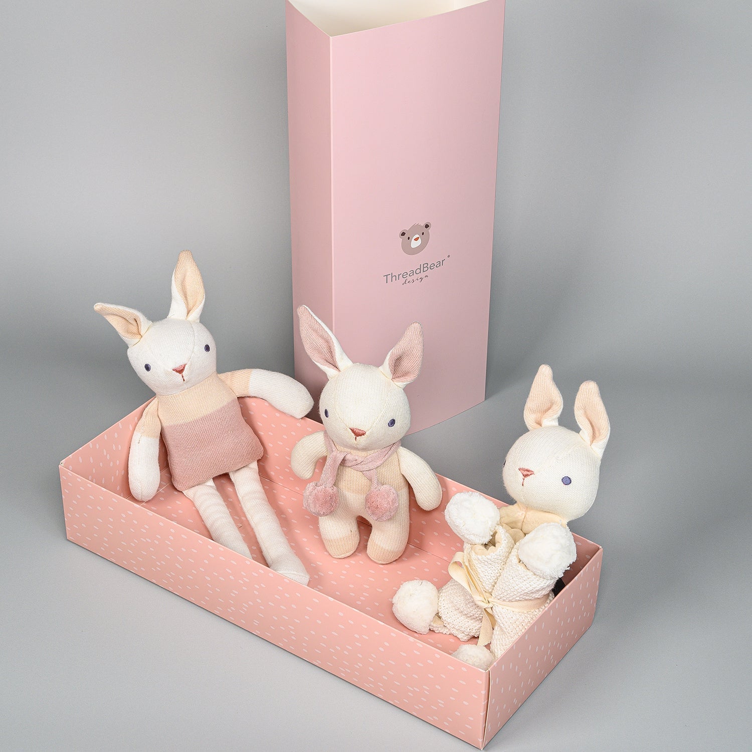 Organic Baby Comforter, Rattle & Doll Set in Cream + Gift Box - Toby Tiger