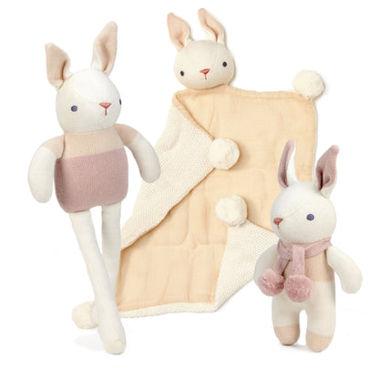 Organic Baby Comforter, Rattle & Doll Set in Cream + Gift Box - Toby Tiger