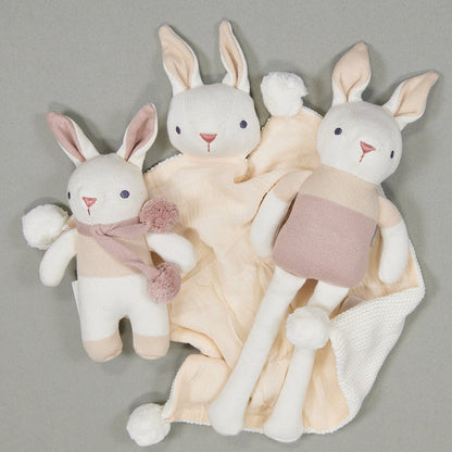 Organic Baby Comforter, Rattle & Doll Set in Cream + Gift Box - Toby Tiger