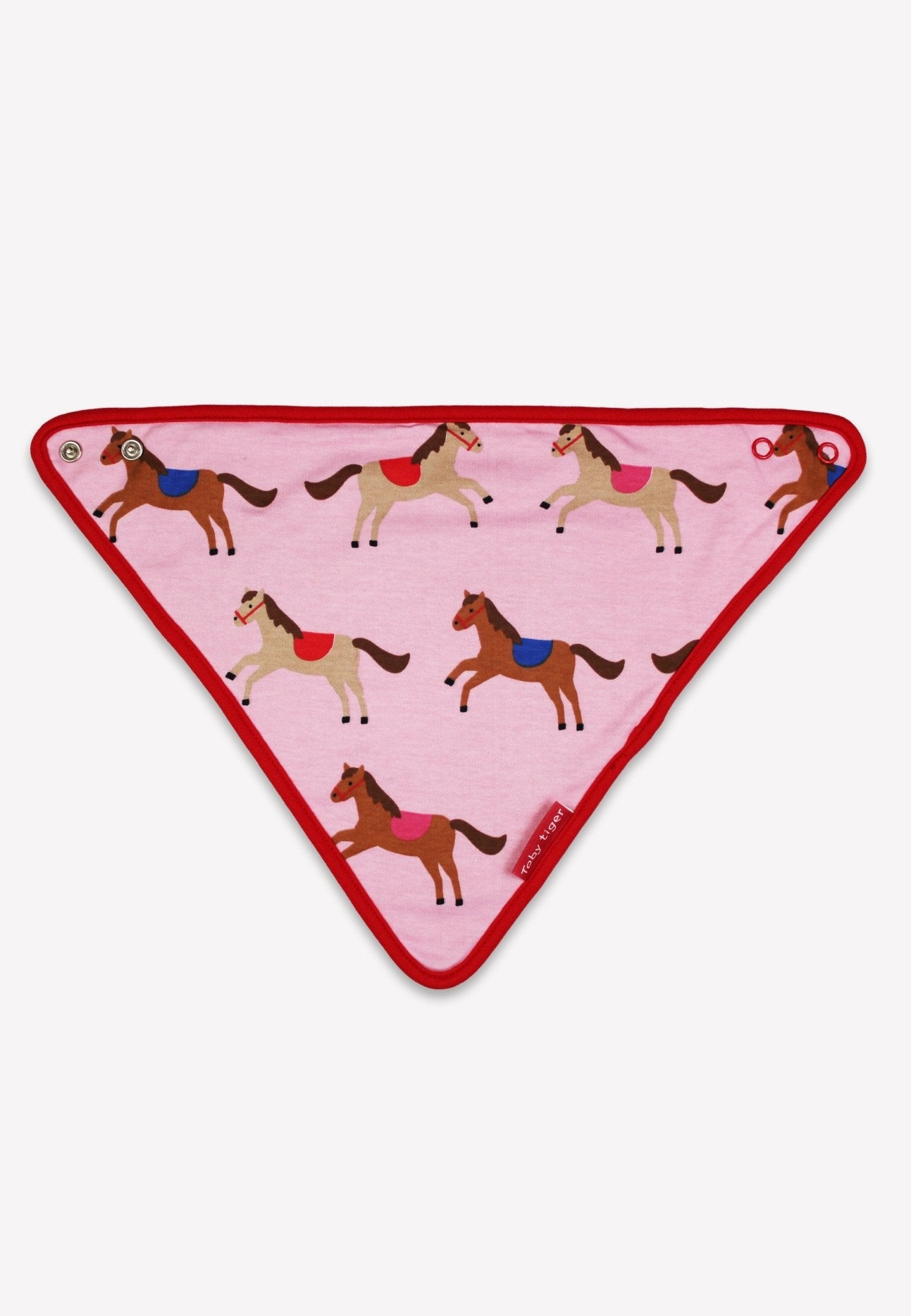 Organic Pink Horse and Pony Print Dribble Bib - Toby Tiger