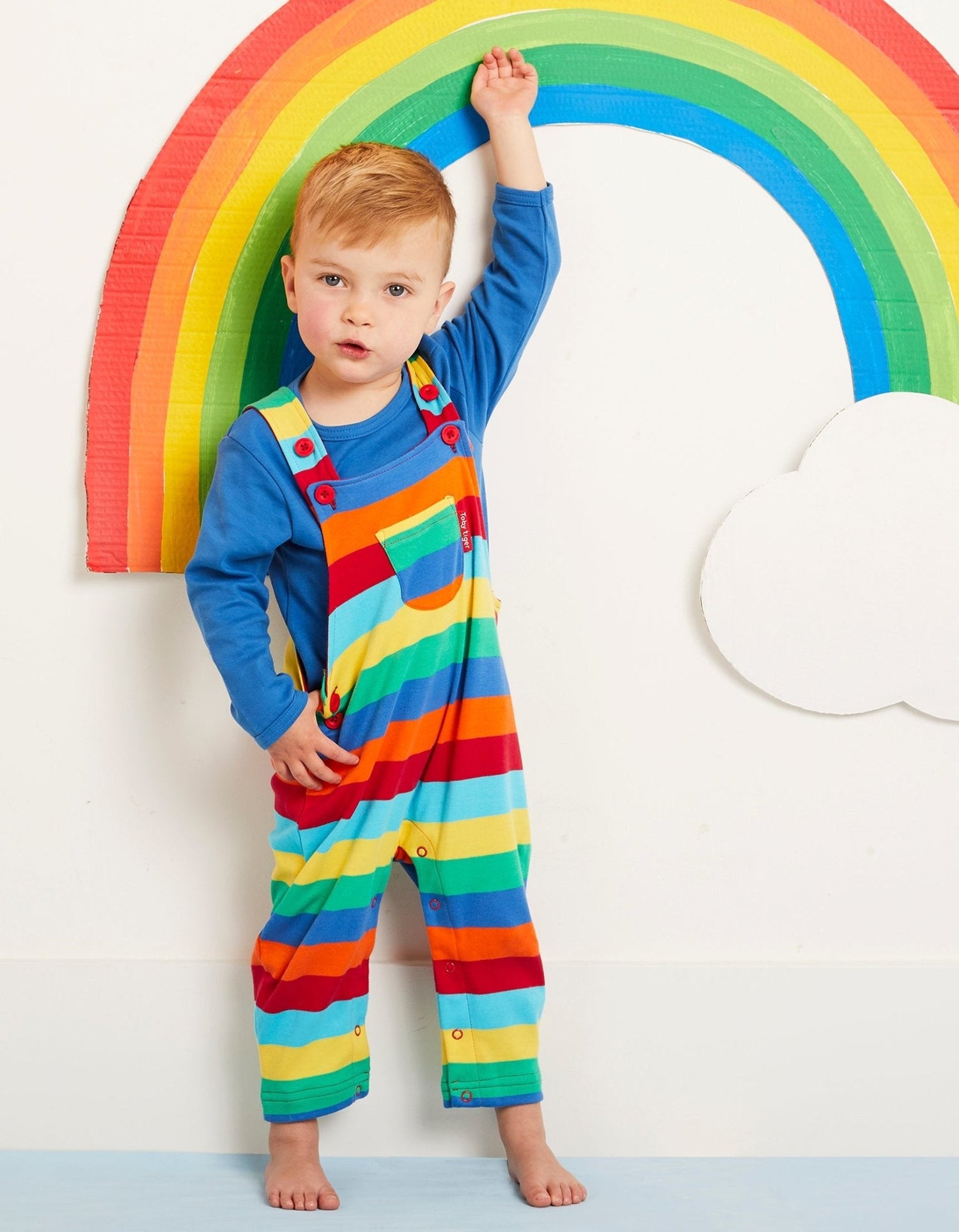 Organic Multi Stripe Dungarees - Toby Tiger UK Retail
