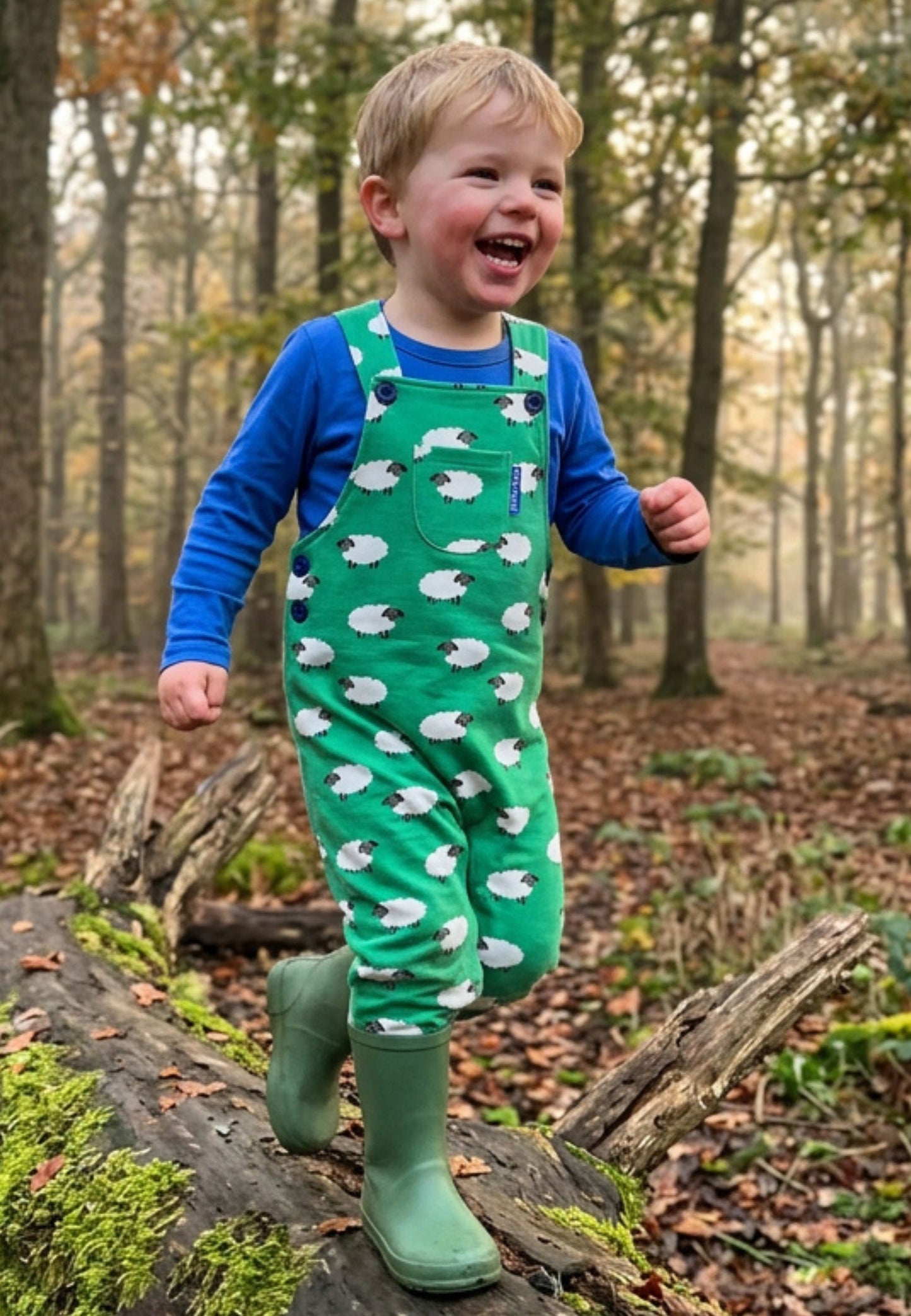 Organic Sheep Print Dungarees
