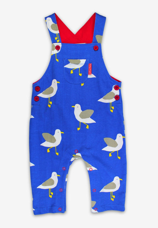 Organic Seagull Harbour Print Dungarees - Toby Tiger