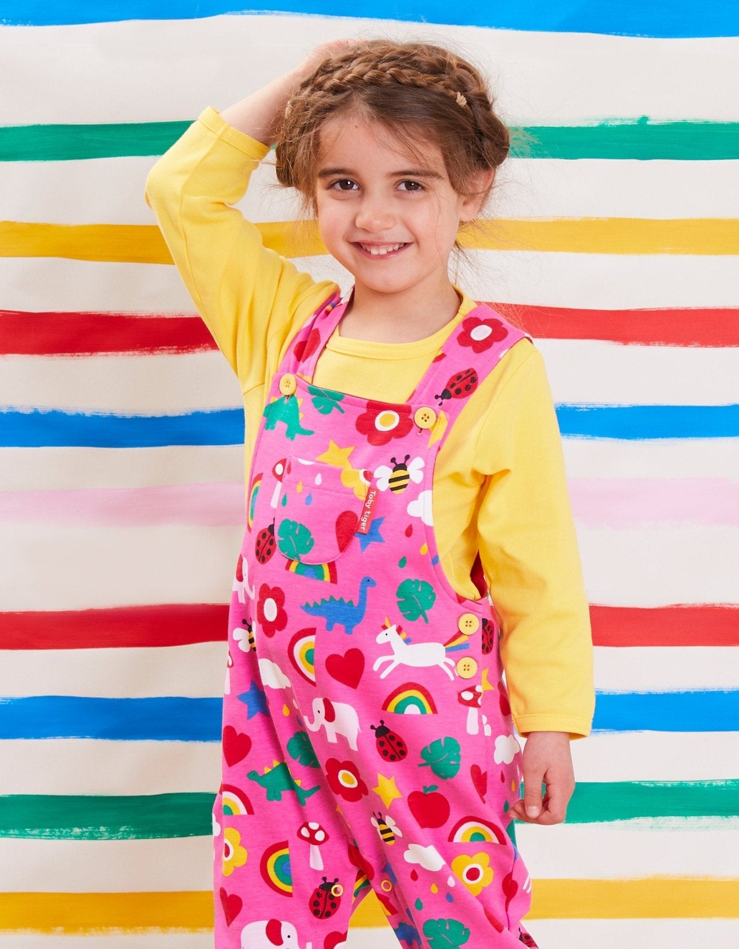 Organic Magical Mix - Up Print Dungarees - Toby Tiger UK Retail