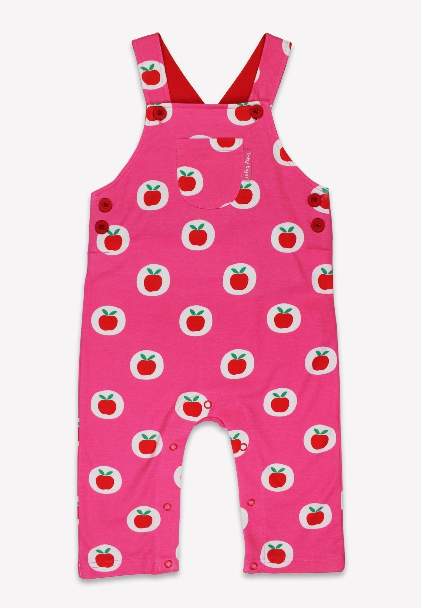 Organic Apple Print Dungarees - Toby Tiger