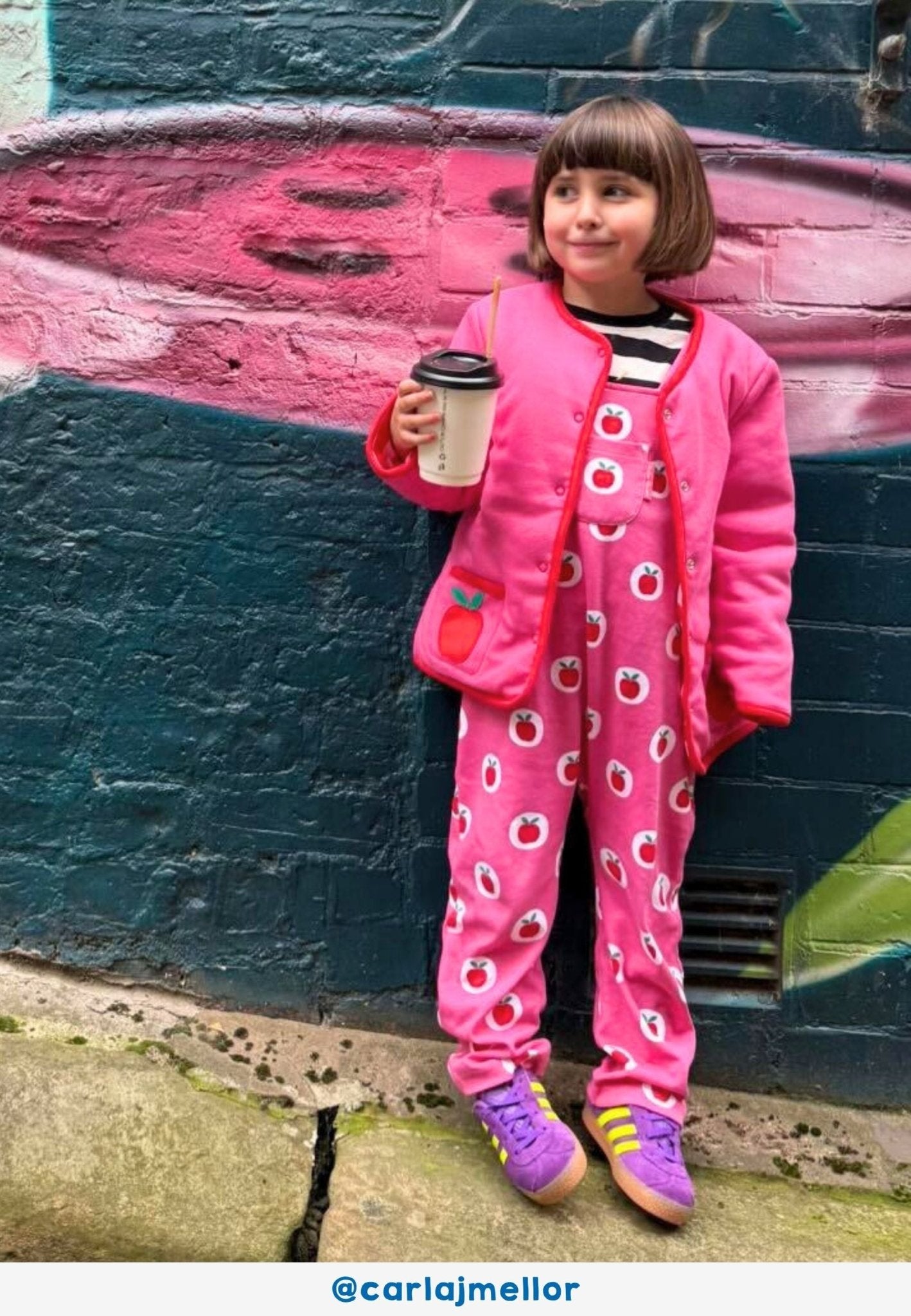 Organic Apple Print Dungarees - Toby Tiger