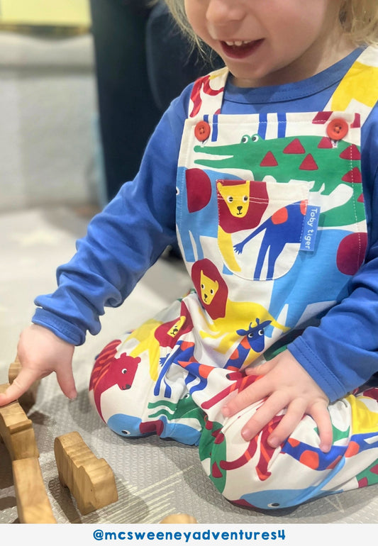 Organic Safari Print Dungarees