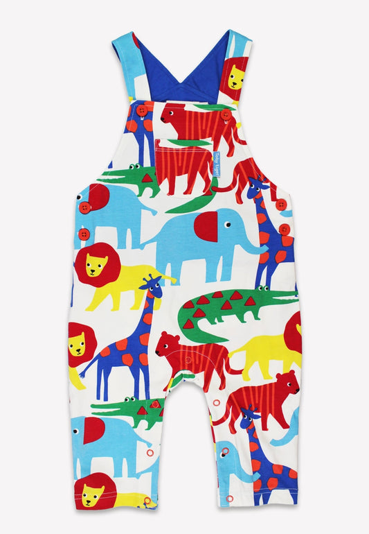 Organic Safari Print Dungarees - Toby Tiger