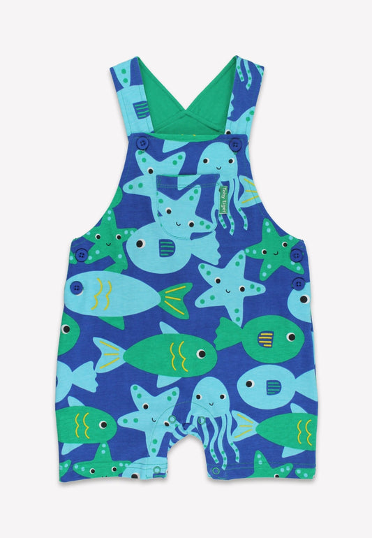 Organic Sea Creature Print Dungaree Shorts - Toby Tiger