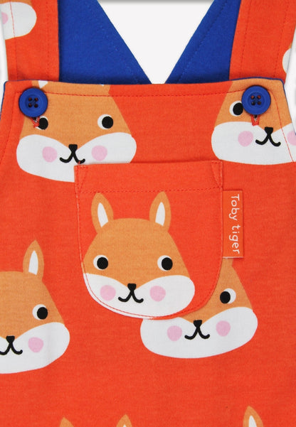 Organic Squirrel Print Dungarees - Toby Tiger