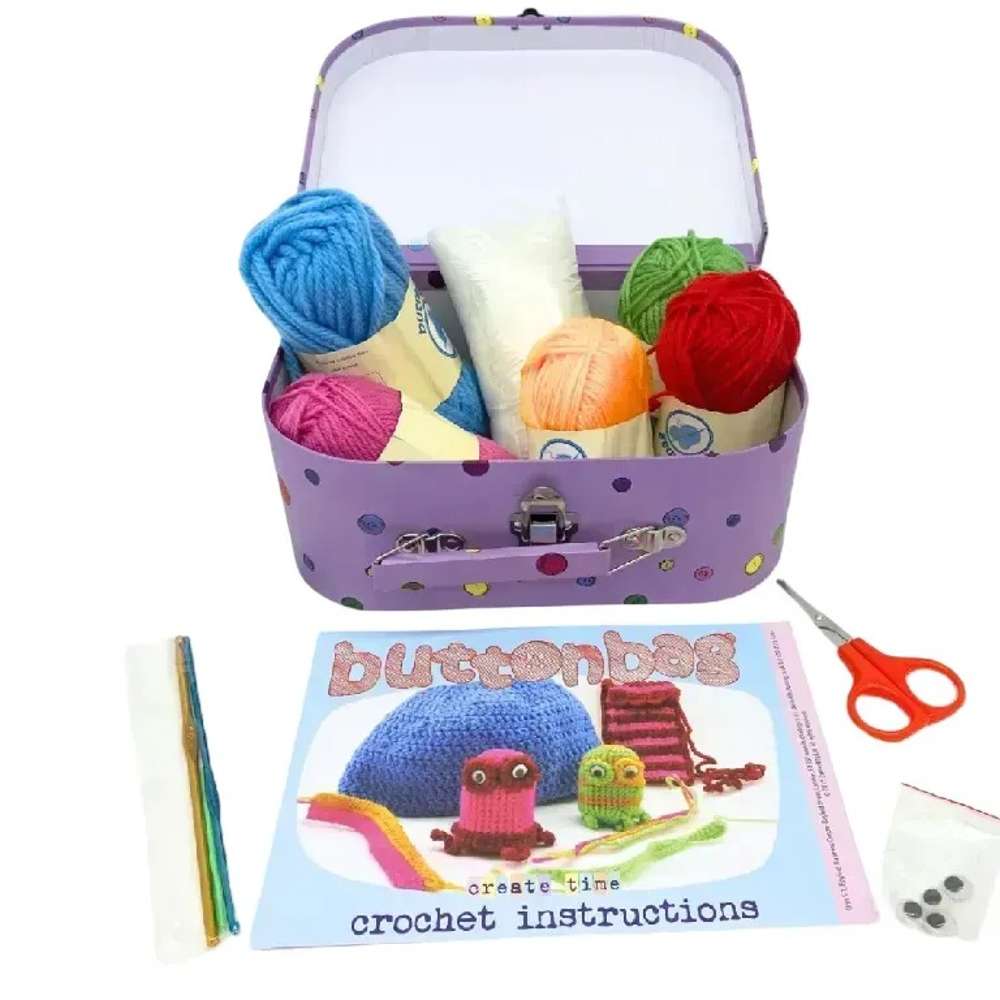 Crochet Suitcase Kit - Buttonbag (Craft Kit) - Toby Tiger