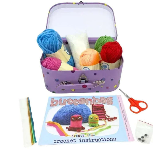 Crochet Suitcase Kit - Buttonbag (Craft Kit) - Toby Tiger