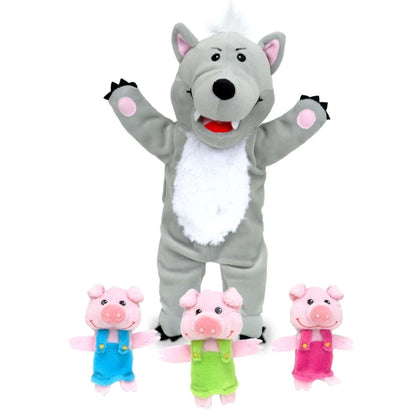 Big Bad Wolf With 3 Little Pigs Hand Puppet - Toby Tiger UK