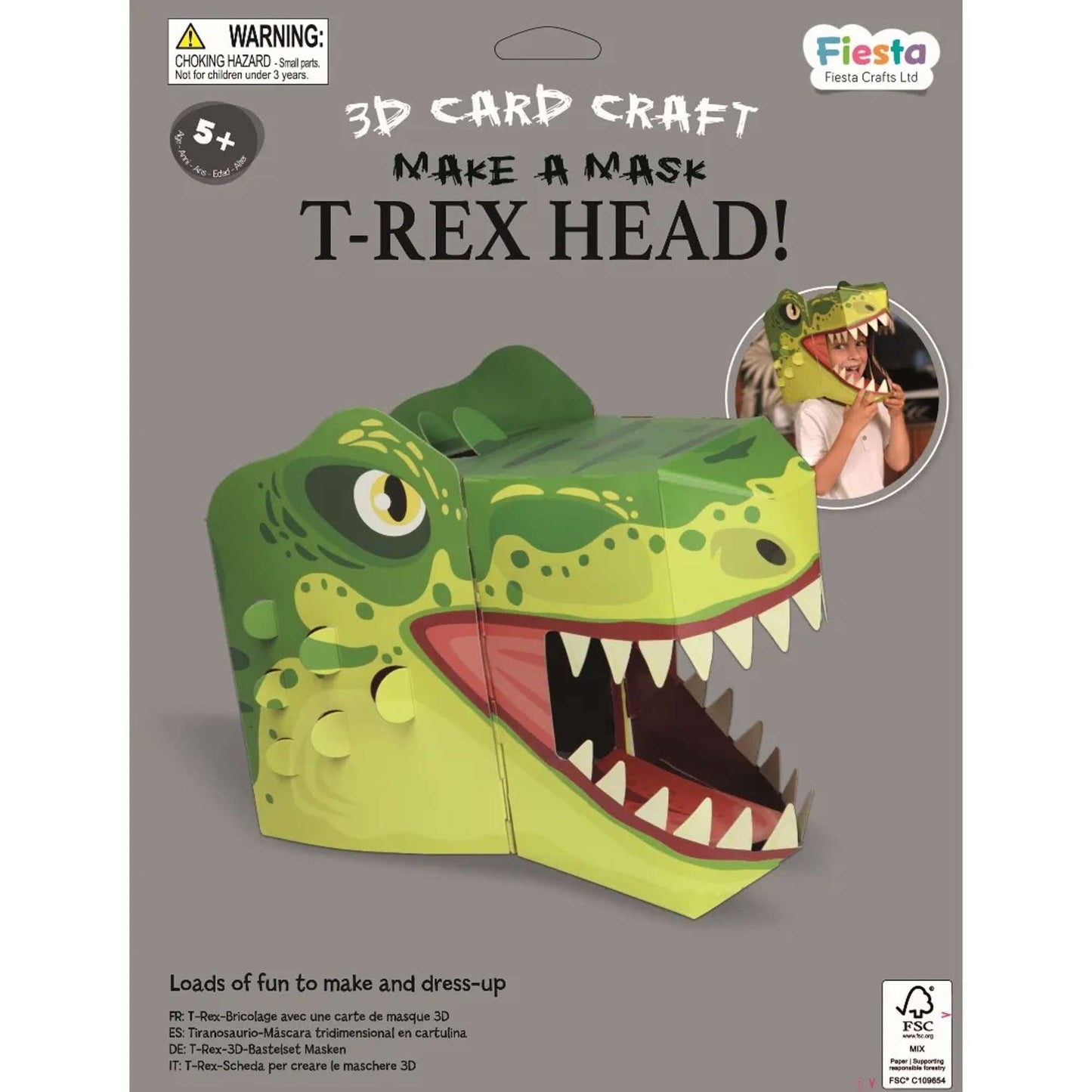 T - Rex 3D Mask Card Craft - Toby Tiger