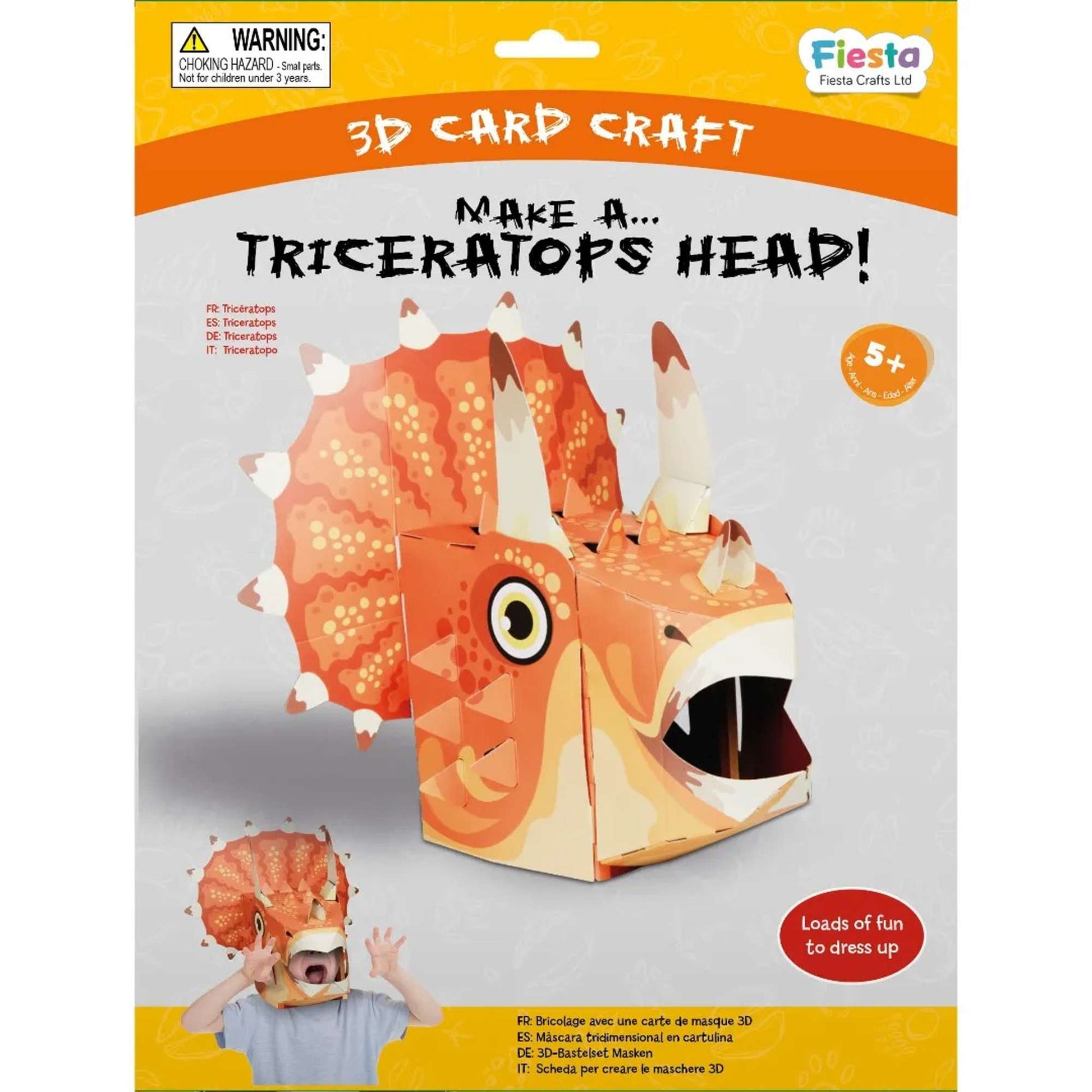 Triceratops 3D Mask Card Craft - Toby Tiger