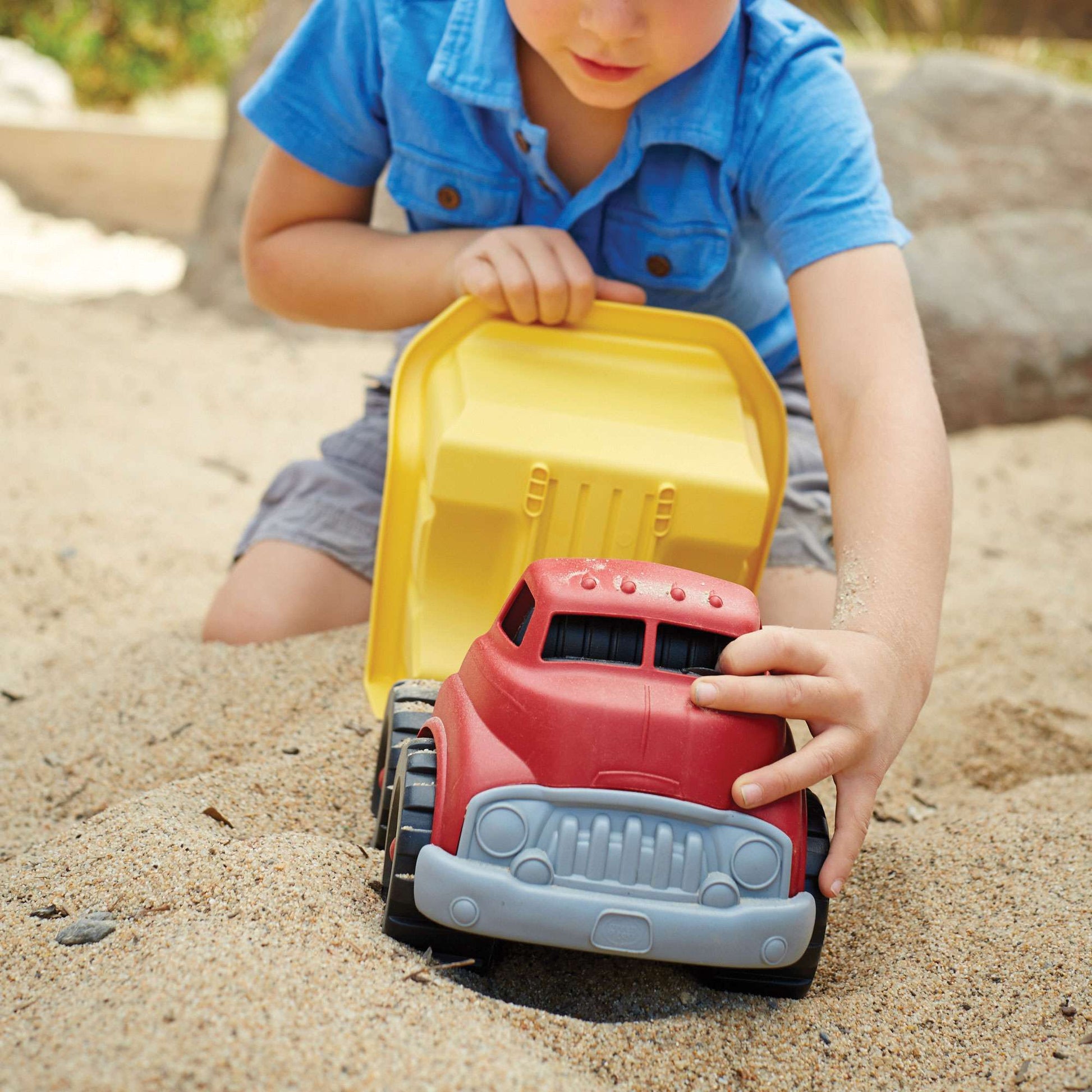 Red and Yellow Dumper Truck Toy - Toby Tiger UK