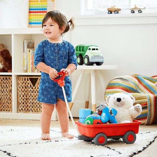 Orange Pull Along Kids Wagon - Toby Tiger