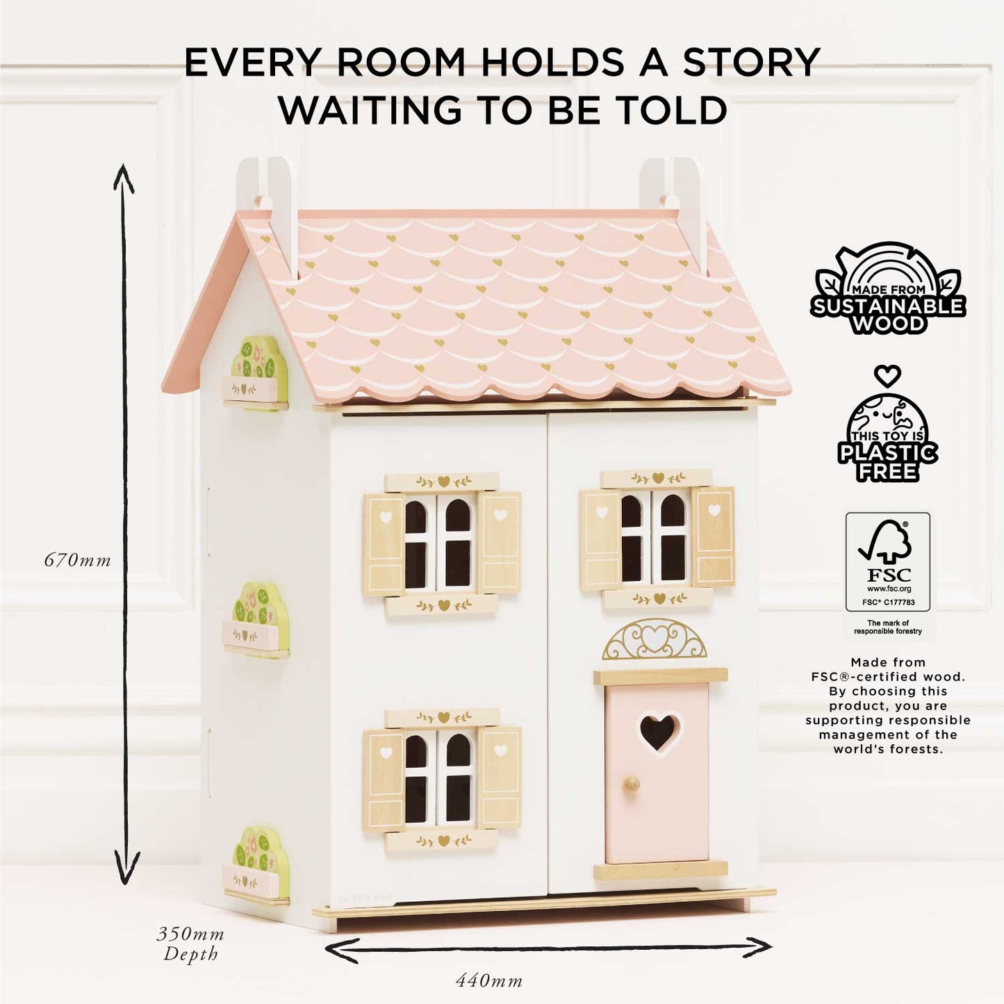 Roseheart Wooden Dolls House - Toby Tiger UK