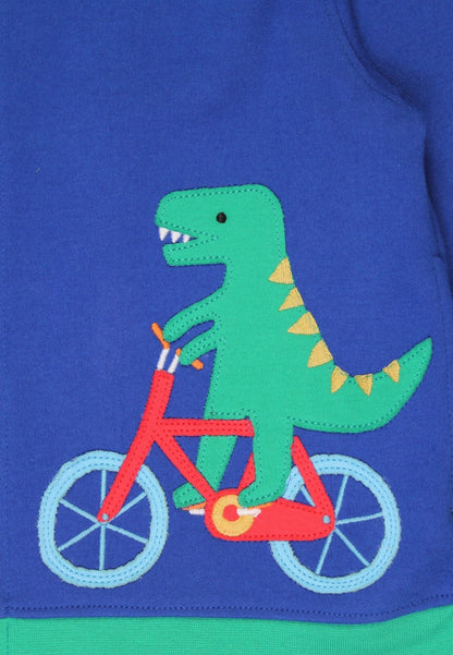 Organic Toys Bicycle Dinosaur Applique Hoodie - Toby Tiger