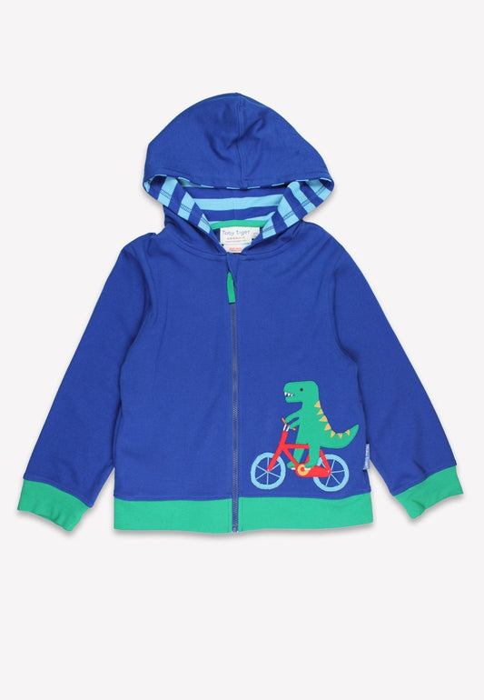 Organic Toys Bicycle Dinosaur Applique Hoodie - Toby Tiger