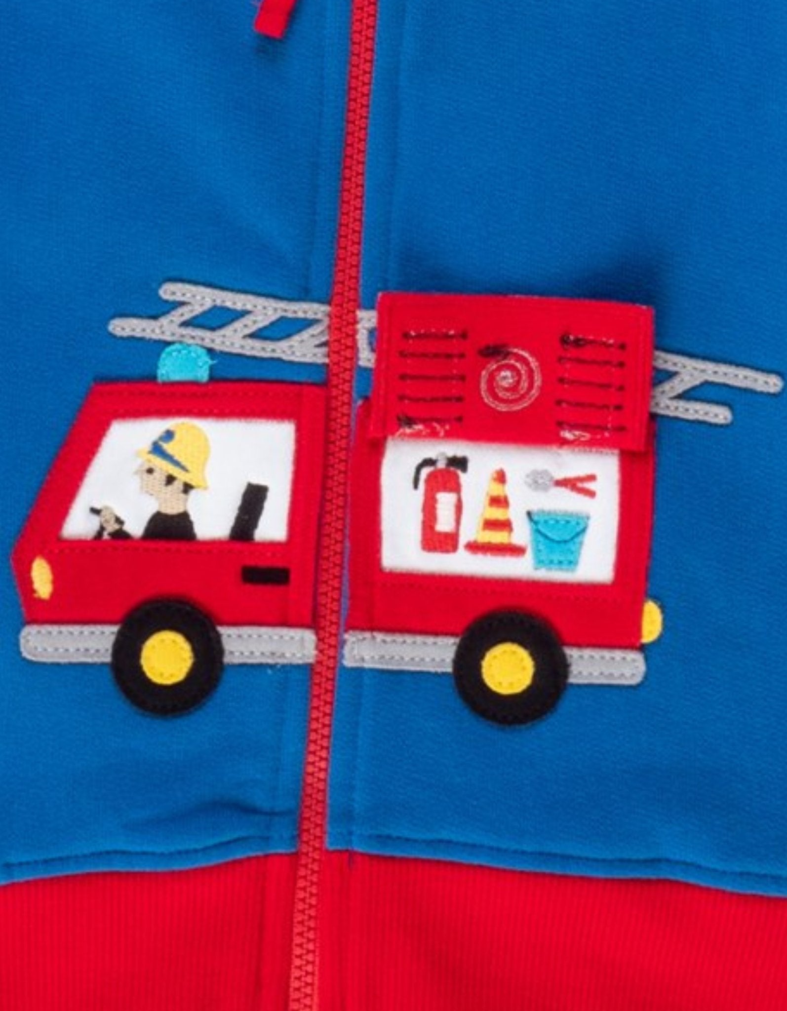 Organic Fire Engine Applique Hoodie - Toby Tiger UK Retail