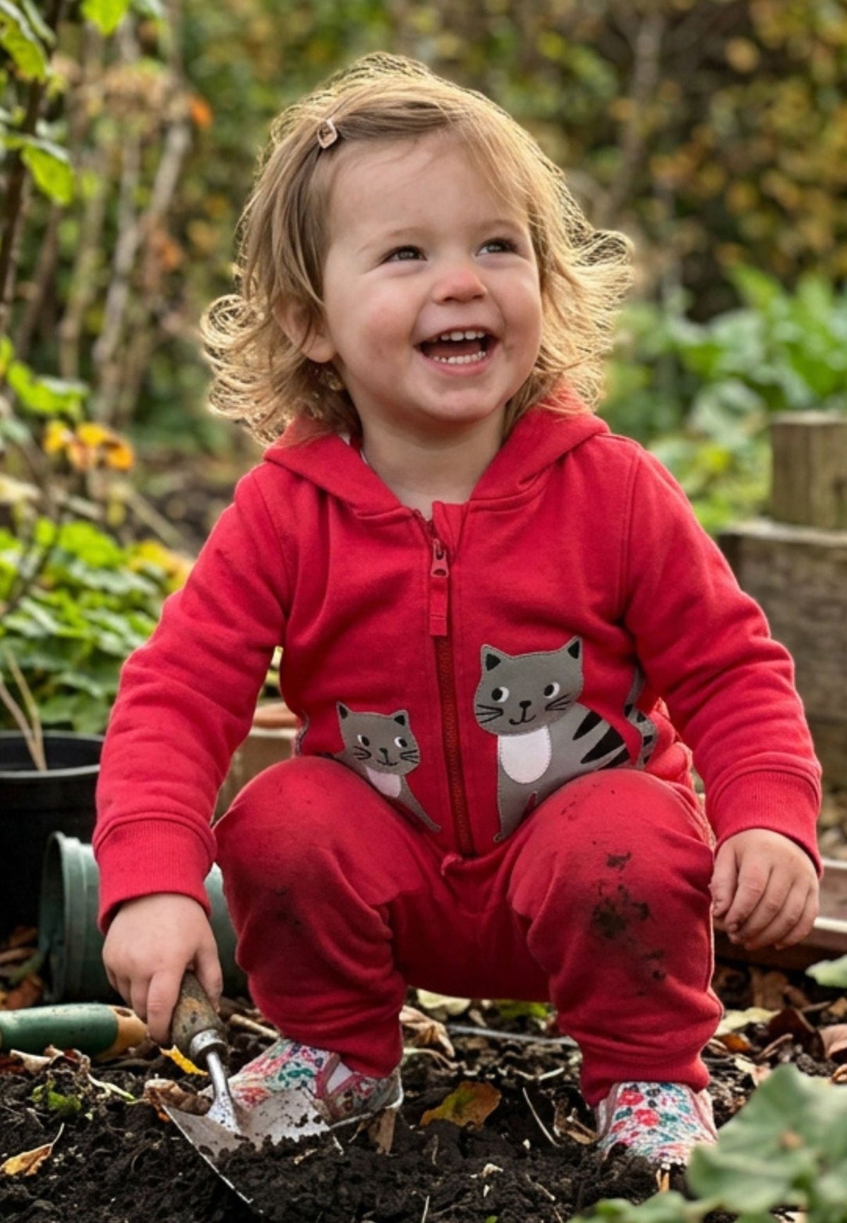 Organic Cat Applique Hoodie - Toby Tiger UK