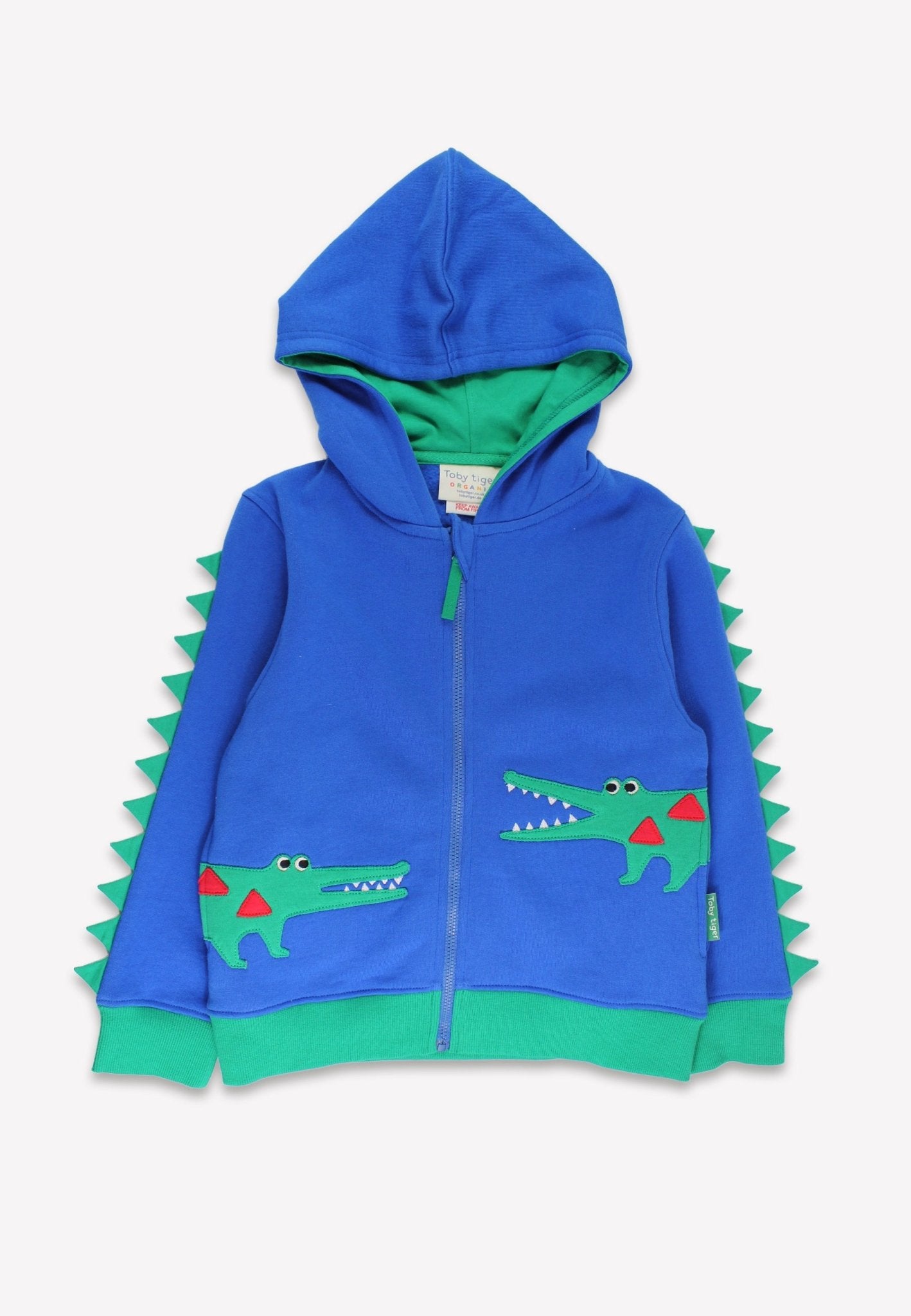 Organic Crocodile Applique Blue Hoodie - Toby Tiger