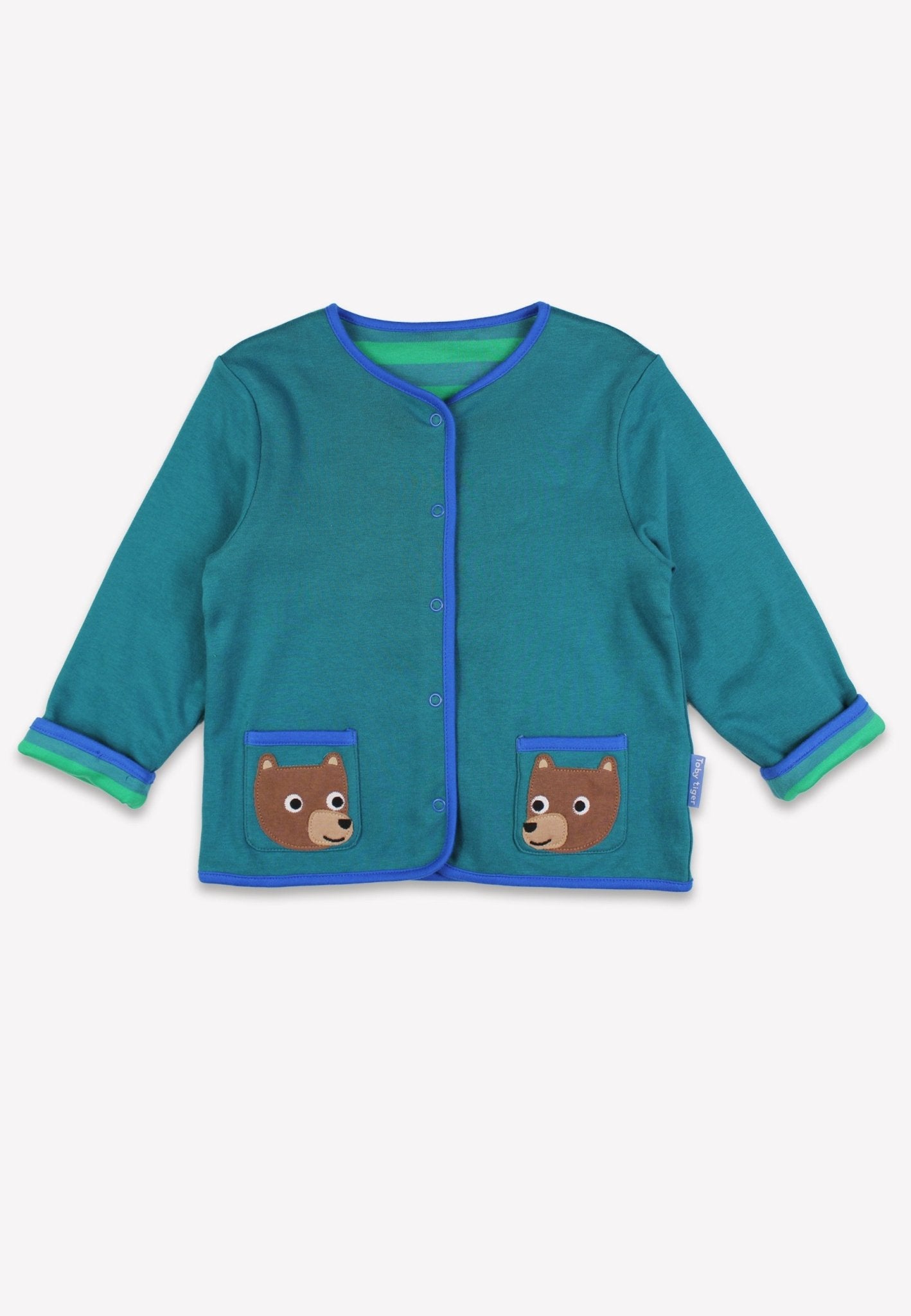 Organic Brown Bear Applique Reversible Jacket - Toby Tiger