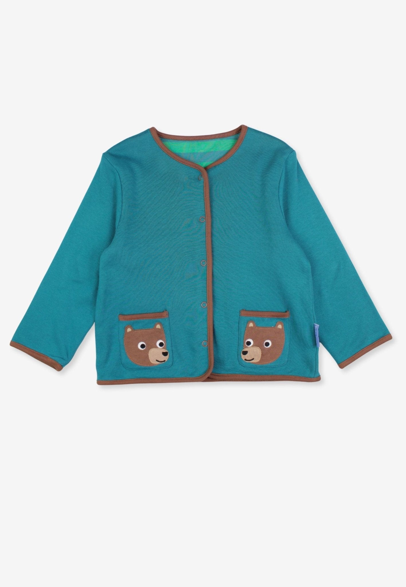 Organic Brown Bear Applique Reversible Jacket - Toby Tiger
