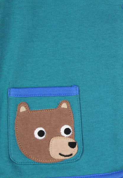 Organic Brown Bear Applique Reversible Jacket - Toby Tiger