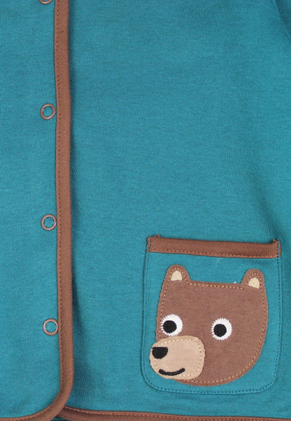 Organic Brown Bear Applique Reversible Jacket - Toby Tiger