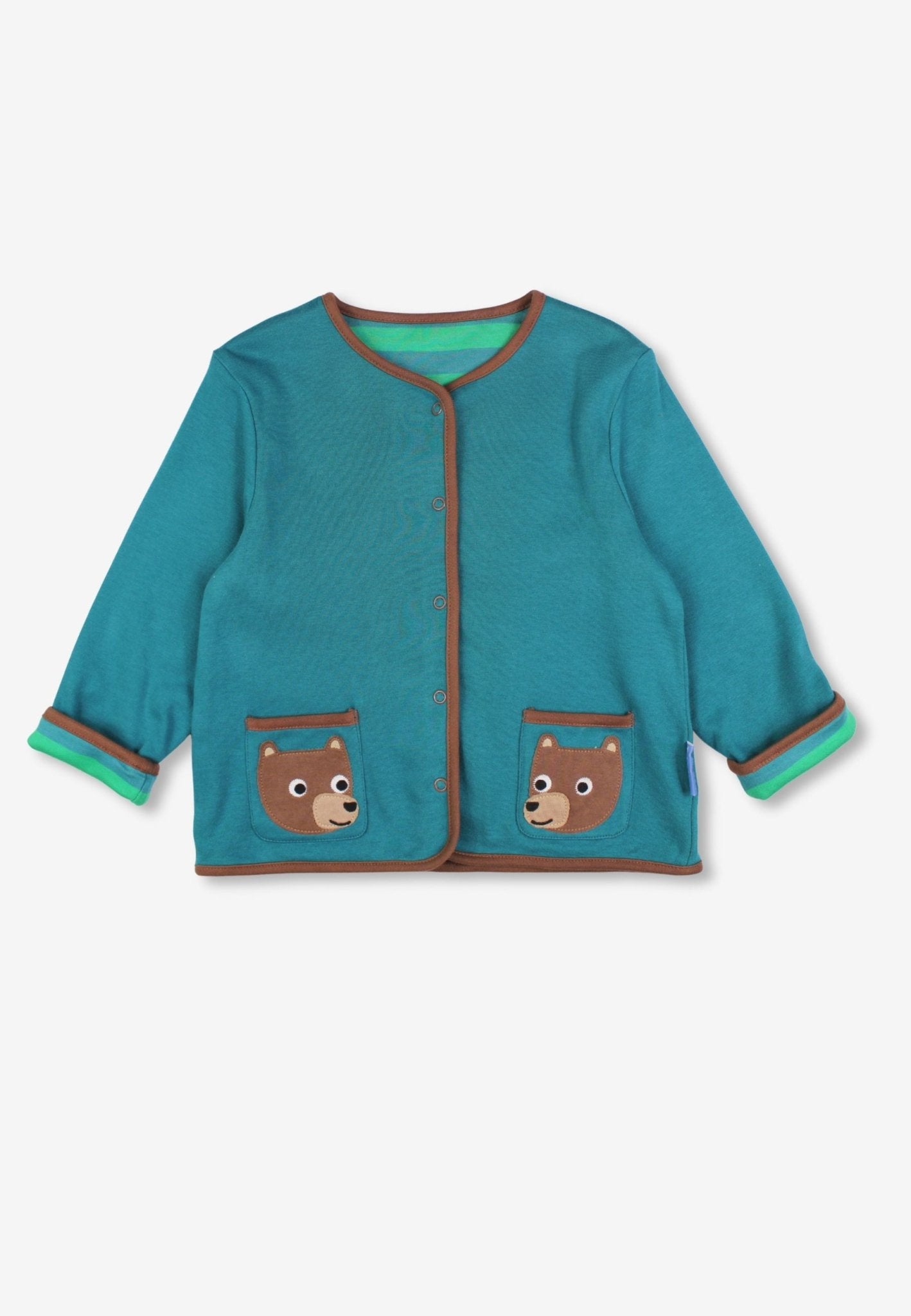 Organic Brown Bear Applique Reversible Jacket - Toby Tiger