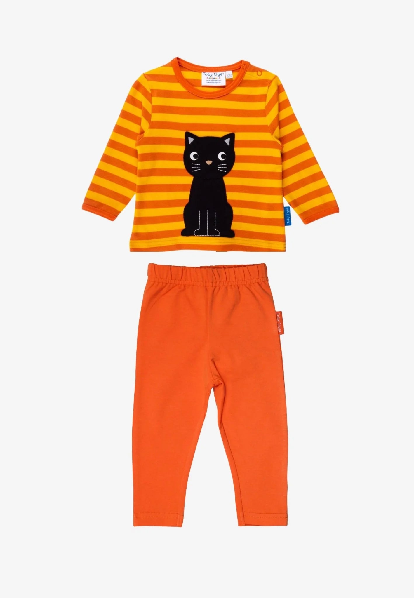Organic Black Cat Applique T-Shirt with Leggings