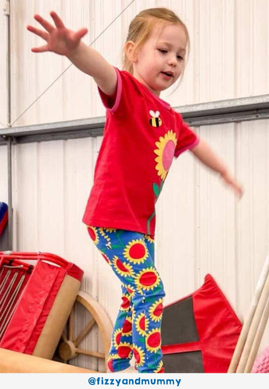 Organic Sunflower Bee Print Leggings