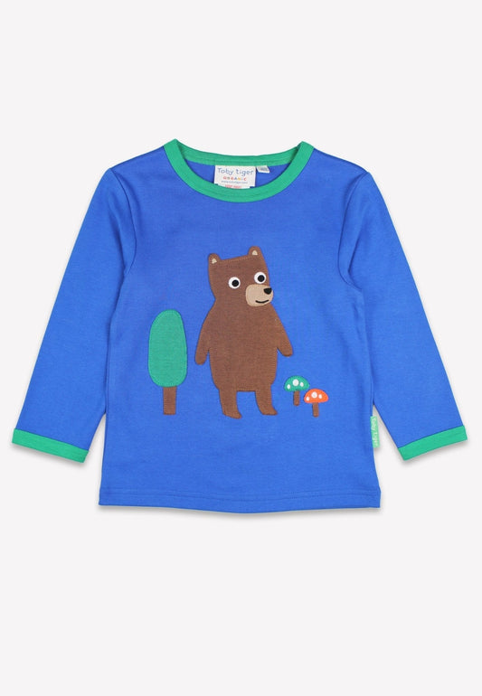 Organic Brown Bear Applique Long - Sleeved T-Shirt - Toby Tiger