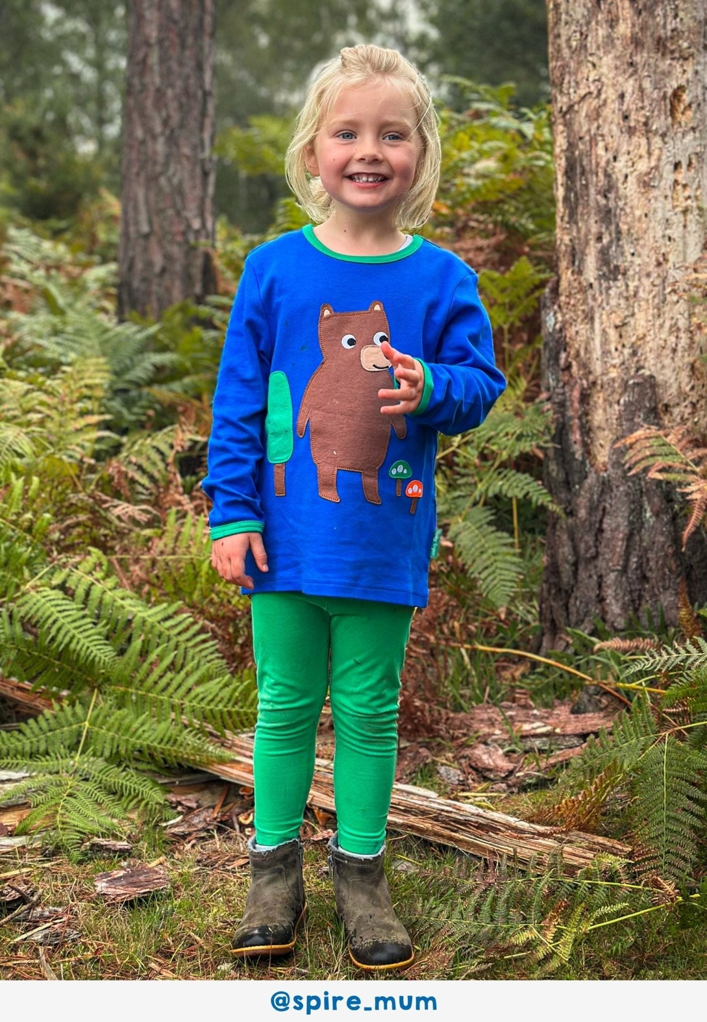 Organic Brown Bear Applique Long - Sleeved T-Shirt - Toby Tiger