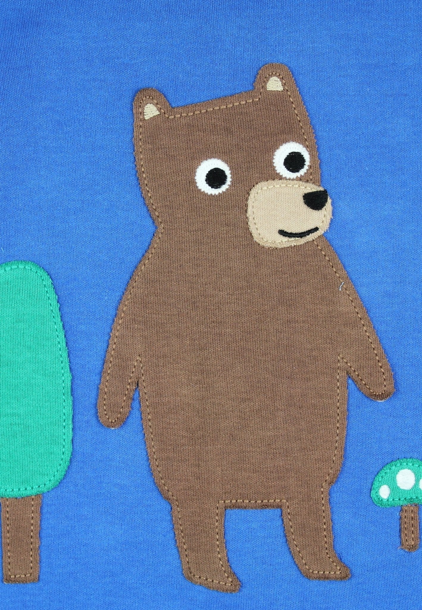 Organic Brown Bear Applique Long - Sleeved T-Shirt - Toby Tiger