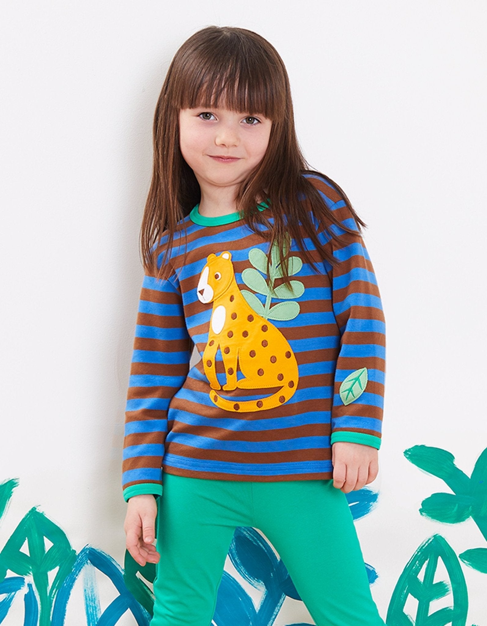 Organic Born Free Leopard Applique Long Sleeved T Shirt