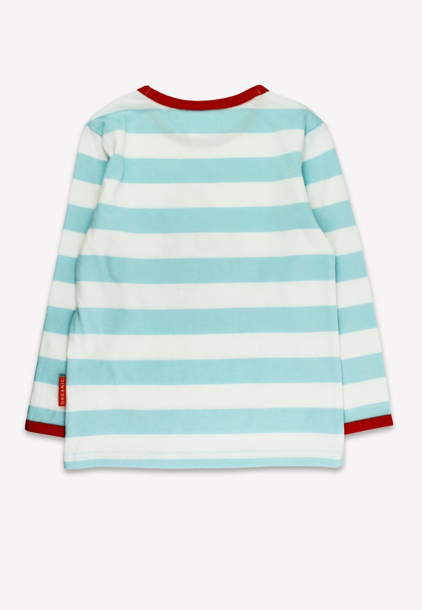 Organic Four Applique Blue Stripe Long - Sleeved T-Shirt - Toby Tiger